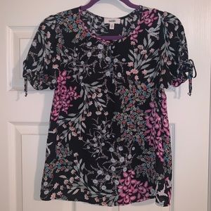 S Meraki Black Floral Blouse